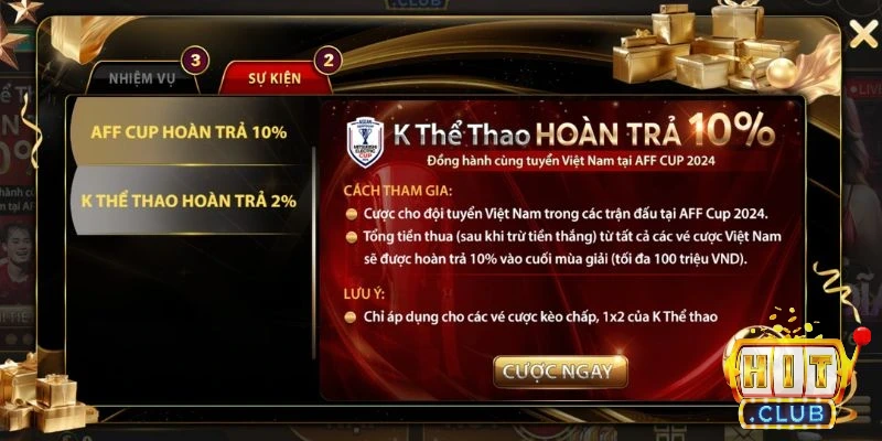 Sự kiện khuyến mãi Hitclub thể thao liên tục